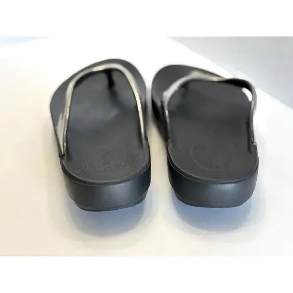 OOFOS OoLaLa LUX Women’s Black Metallic Thong Recovery Flip Flop Sandals US 10 - Picture 8 of 9